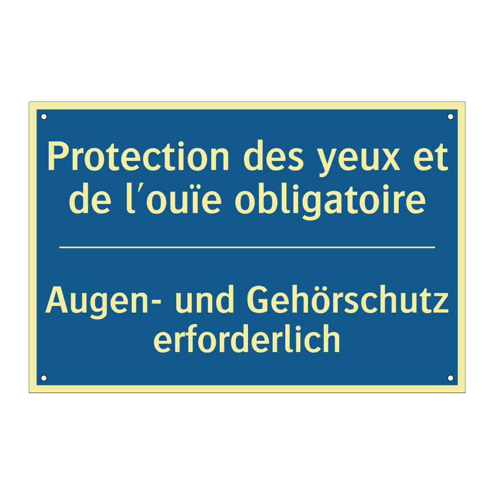 Augen- und Gehörschutz erforderlich /.../ - Protection des yeux et de l'ouïe  /.../