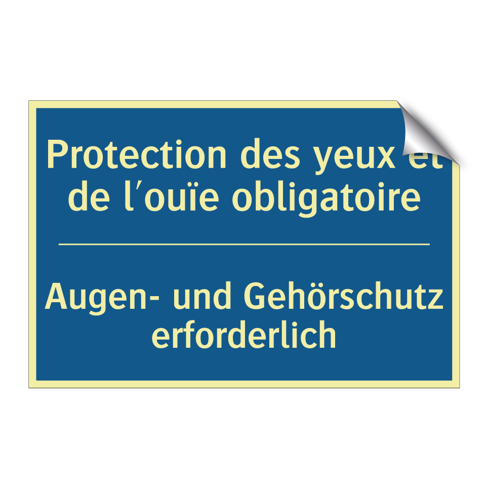 Augen- und Gehörschutz erforderlich /.../ - Protection des yeux et de l'ouïe  /.../