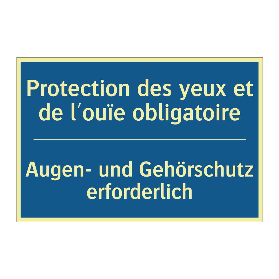 Augen- und Gehörschutz erforderlich /.../ - Protection des yeux et de l'ouïe  /.../