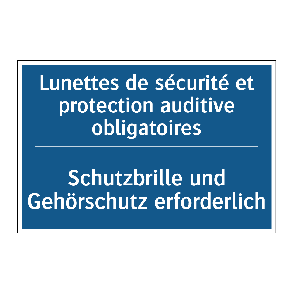 Schutzbrille und Gehörschutz erforderlich /.../ - Lunettes de sécurité et protection  /.../