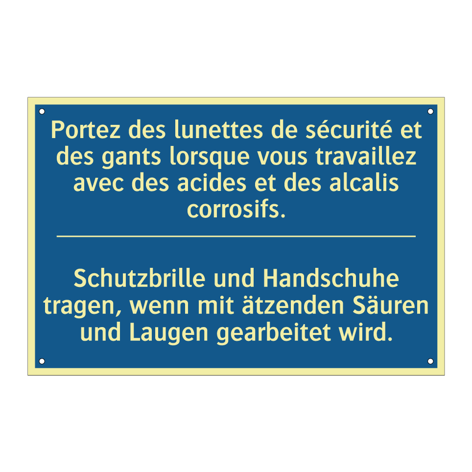 Schutzbrille und Handschuhe tragen,  /.../ - Portez des lunettes de sécurité  /.../