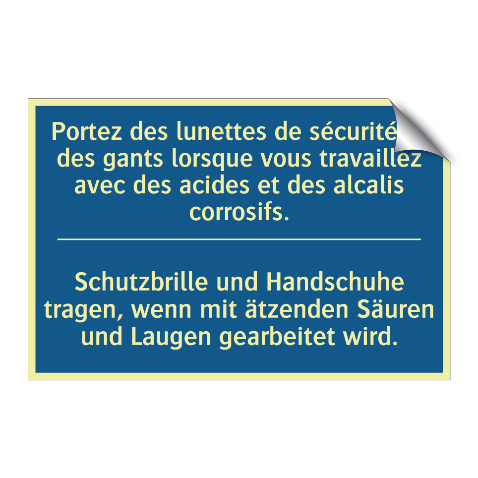 Schutzbrille und Handschuhe tragen,  /.../ - Portez des lunettes de sécurité  /.../