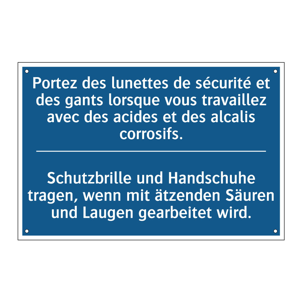 Schutzbrille und Handschuhe tragen,  /.../ - Portez des lunettes de sécurité  /.../