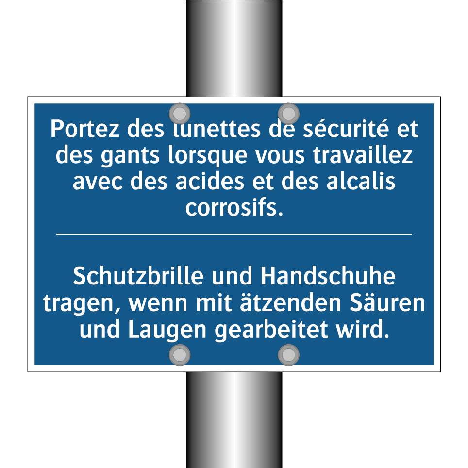 Schutzbrille und Handschuhe tragen,  /.../ - Portez des lunettes de sécurité  /.../