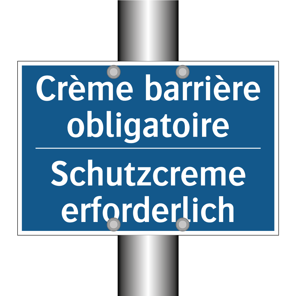 Schutzcreme erforderlich - Crème barrière obligatoire