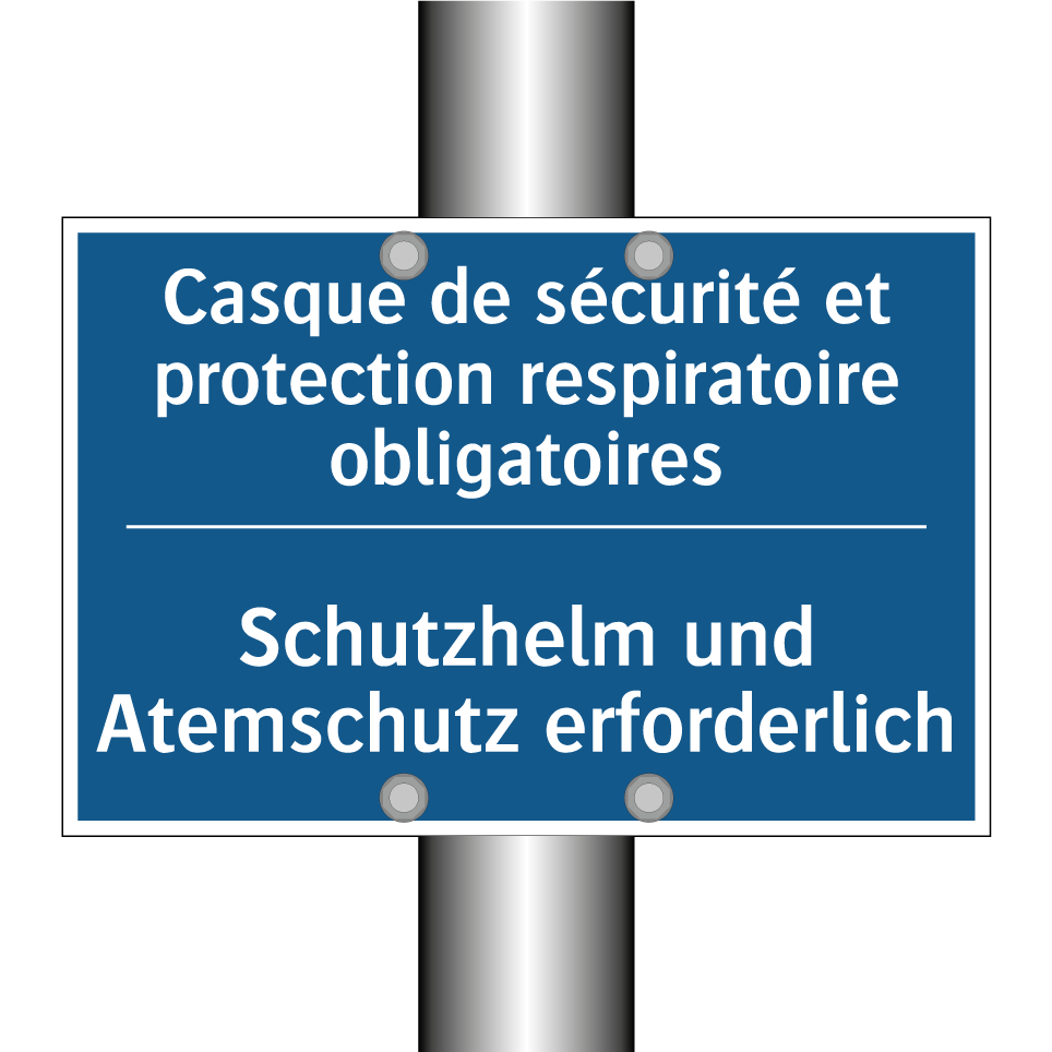 Schutzhelm und Atemschutz erforderlich /.../ - Casque de sécurité et protection  /.../