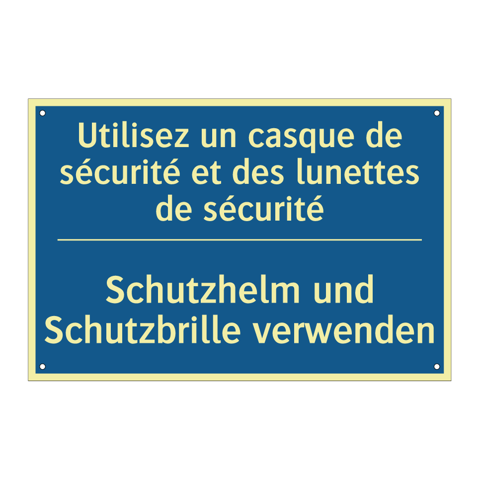 Schutzhelm und Schutzbrille verwenden /.../ - Utilisez un casque de sécurité  /.../
