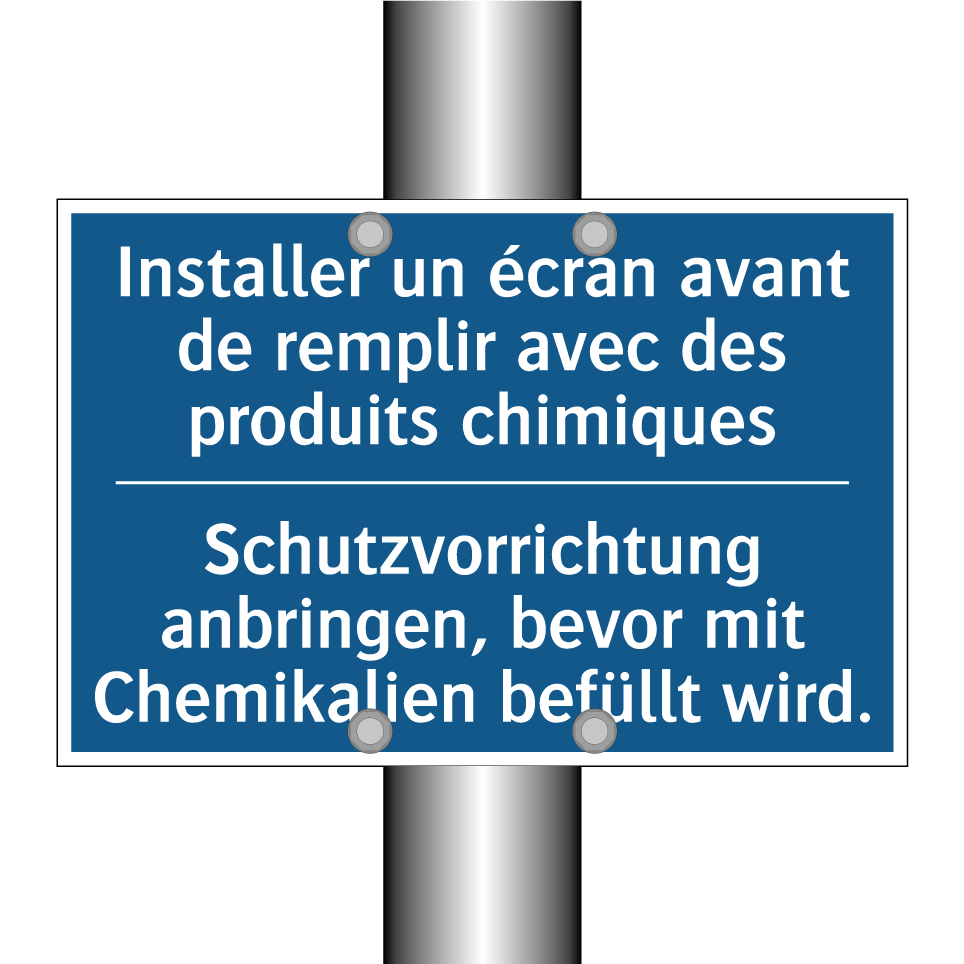 Schutzvorrichtung anbringen, bevor  /.../ - Installer un écran avant de remplir  /.../
