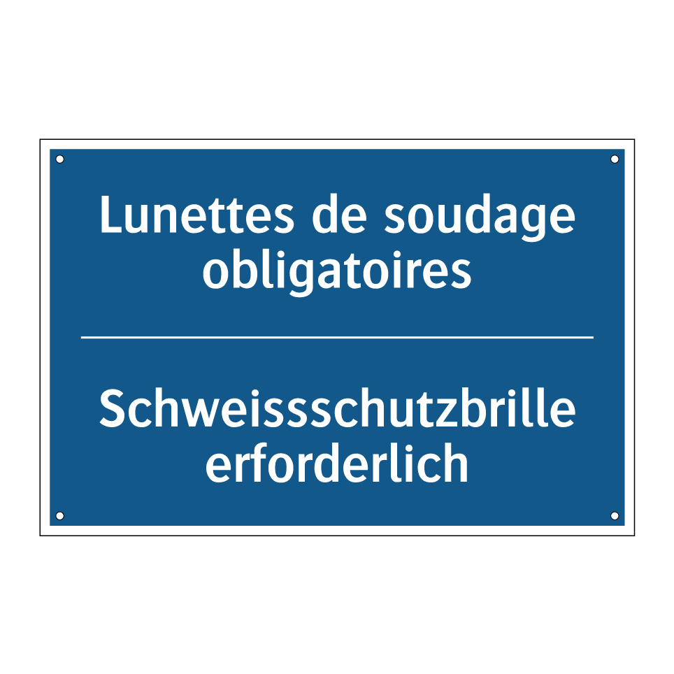 Schweissschutzbrille erforderlich /.../ - Lunettes de soudage obligatoires /.../