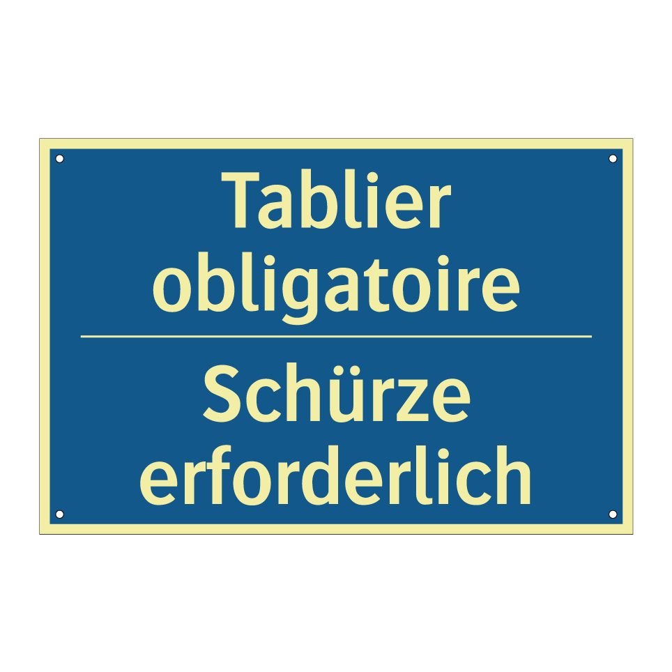 Schürze erforderlich - Tablier obligatoire