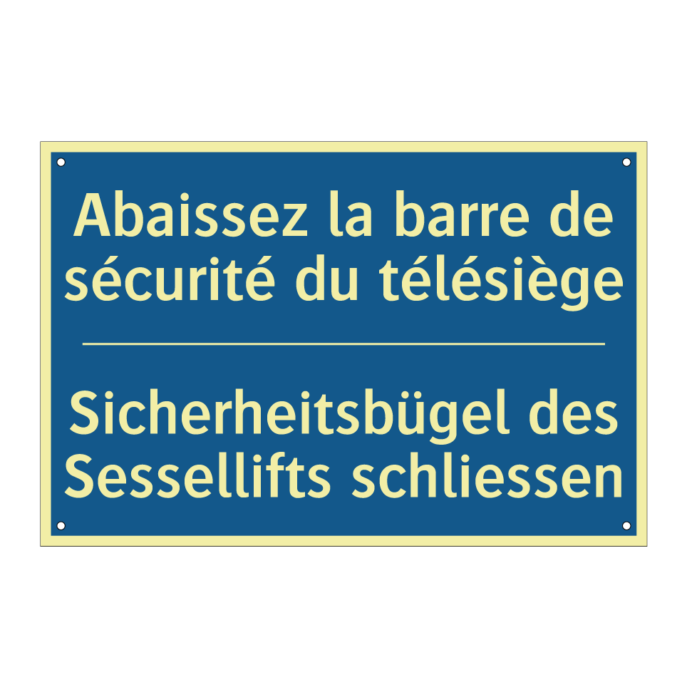 Sicherheitsbügel des Sessellifts  /.../ - Abaissez la barre de sécurité  /.../