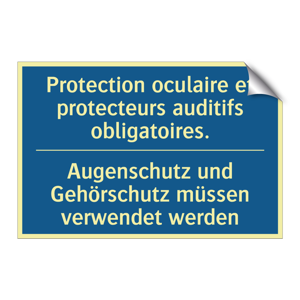 Augenschutz und Gehörschutz müssen  /.../ - Protection oculaire et protecteurs  /.../