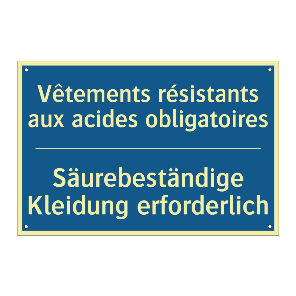Säurebeständige Kleidung erforderlich /.../ - Vêtements résistants aux acides  /.../