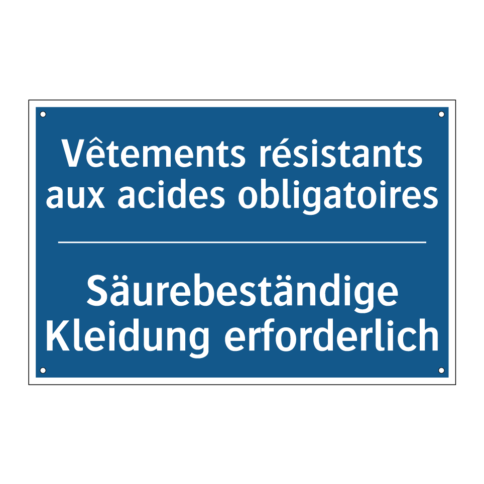 Säurebeständige Kleidung erforderlich /.../ - Vêtements résistants aux acides  /.../