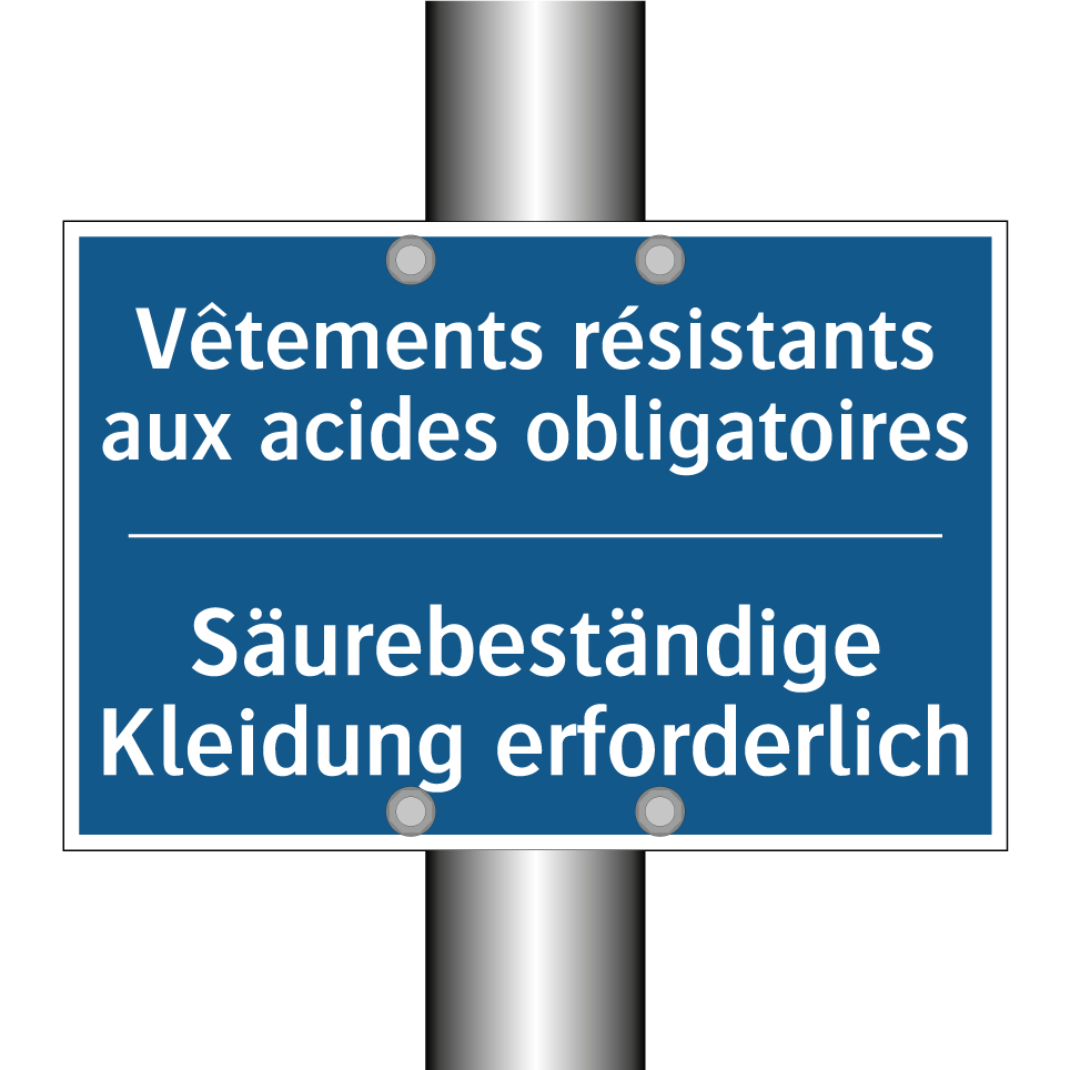 Säurebeständige Kleidung erforderlich /.../ - Vêtements résistants aux acides  /.../