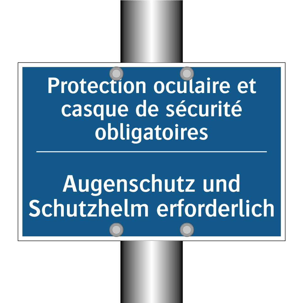 Augenschutz und Schutzhelm erforderlich /.../ - Protection oculaire et casque  /.../