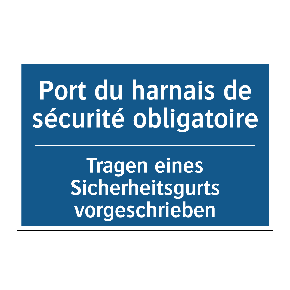 Tragen eines Sicherheitsgurts  /.../ - Port du harnais de sécurité obligatoire /.../