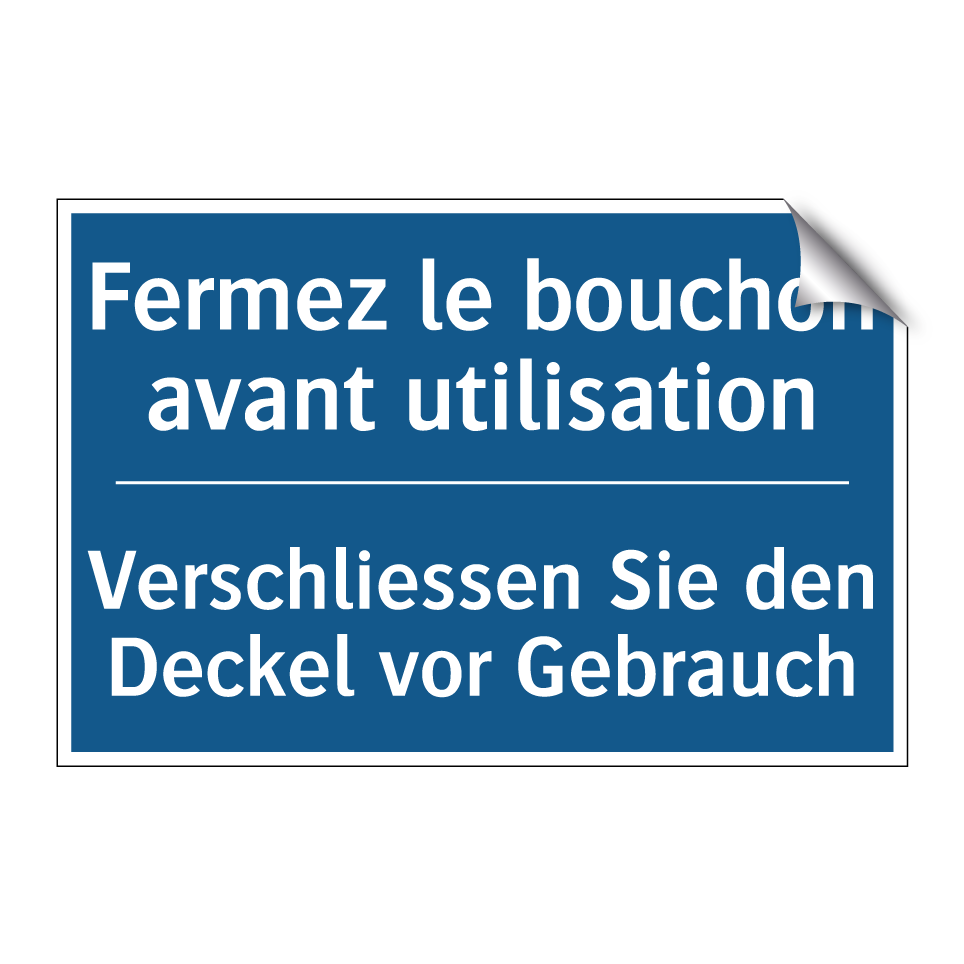 Verschliessen Sie den Deckel vor  /.../ - Fermez le bouchon avant utilisation /.../