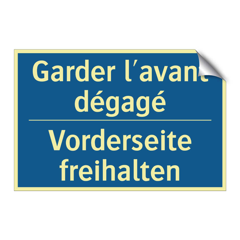 Vorderseite freihalten - Garder l'avant dégagé