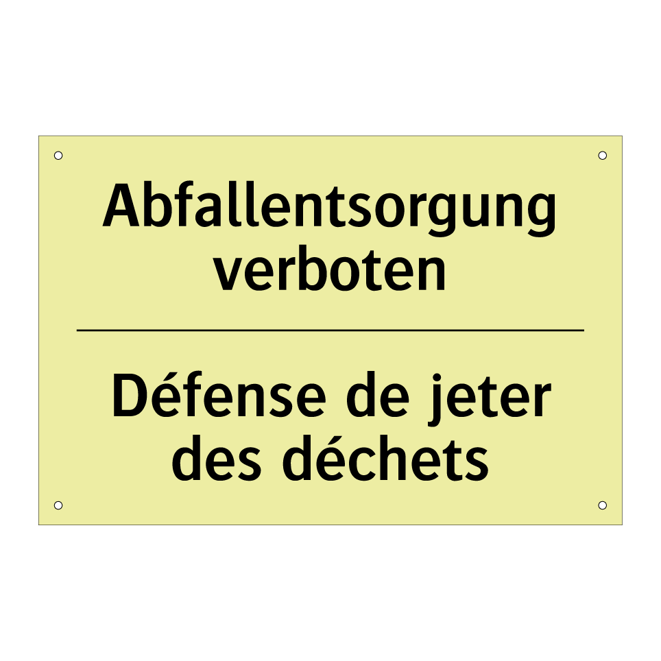 Abfallentsorgung verboten - Défense de jeter des déchets
