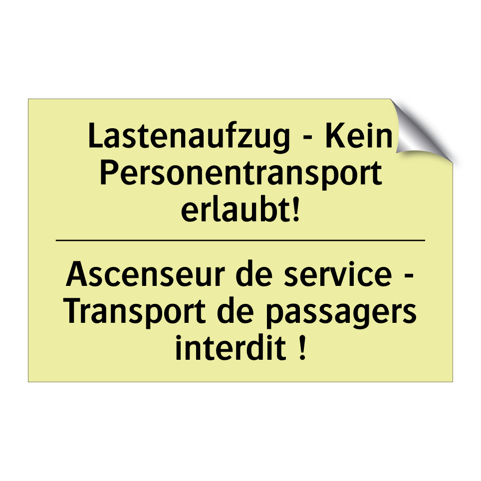 Lastenaufzug - Kein Personentransport /.../ - Ascenseur de service - Transport /.../