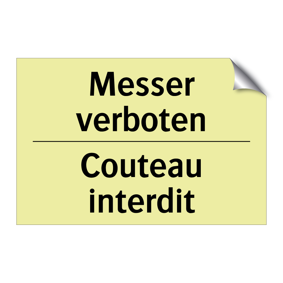 Messer verboten - Couteau interdit