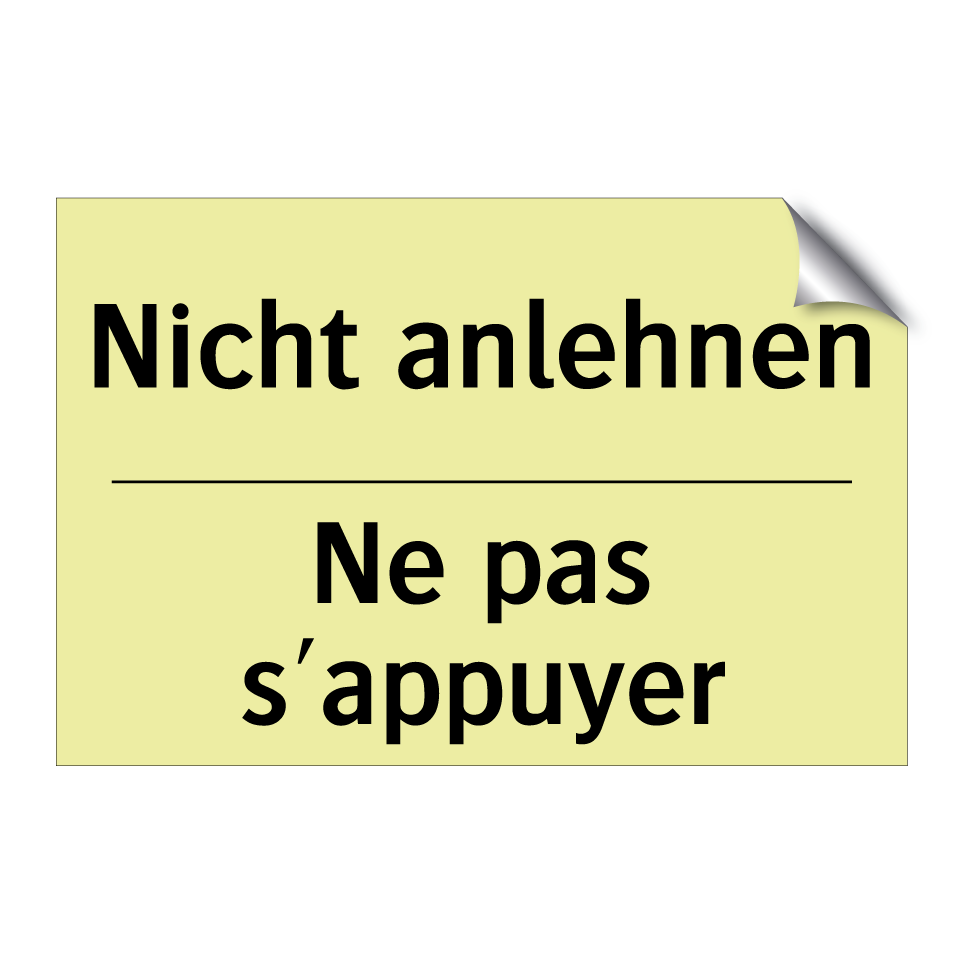 Nicht anlehnen - Ne pas s'appuyer