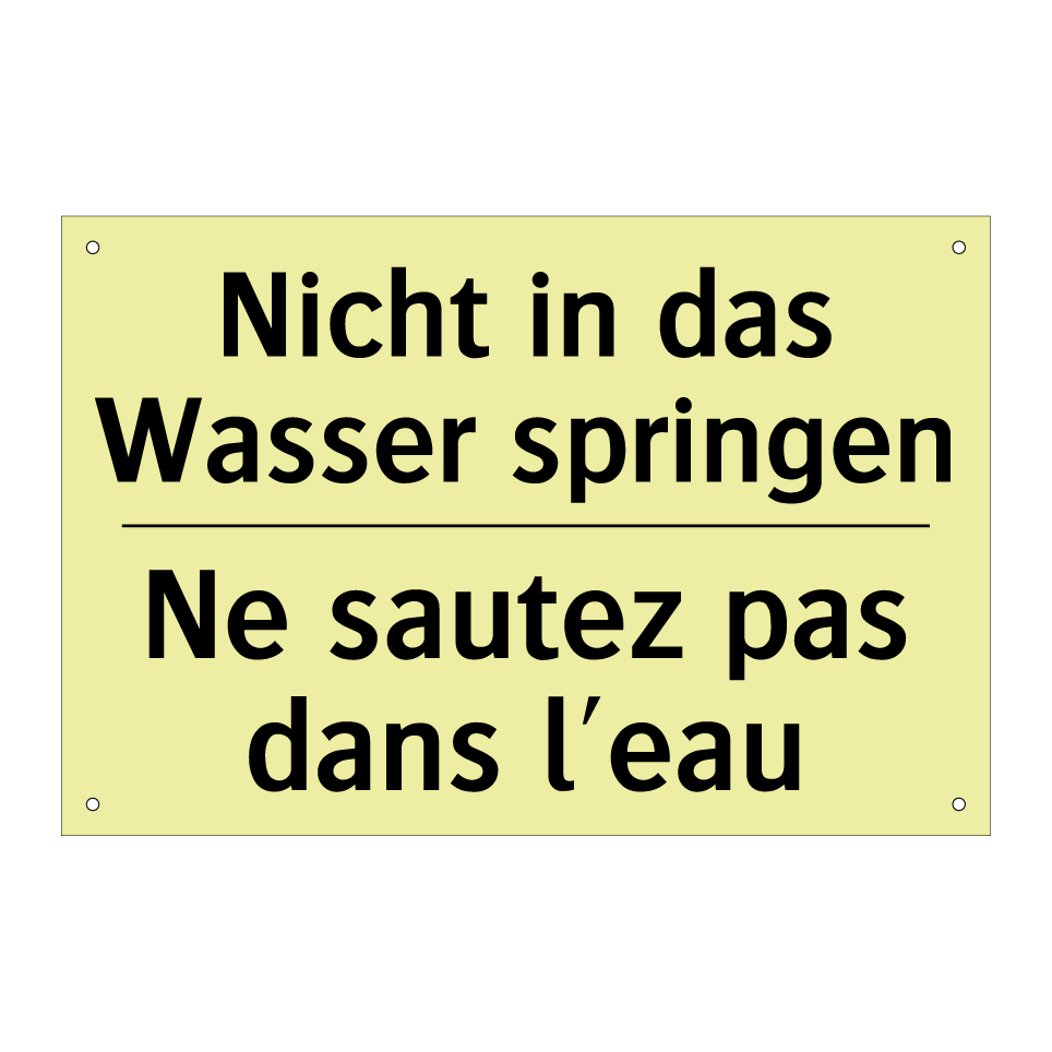 Nicht in das Wasser springen - Ne sautez pas dans l'eau