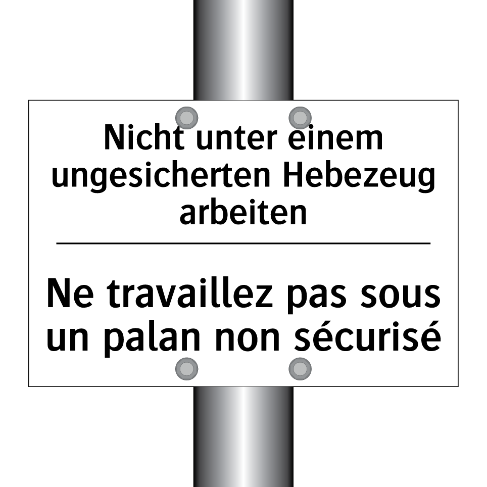 Nicht unter einem ungesicherten /.../ - Ne travaillez pas sous un palan /.../