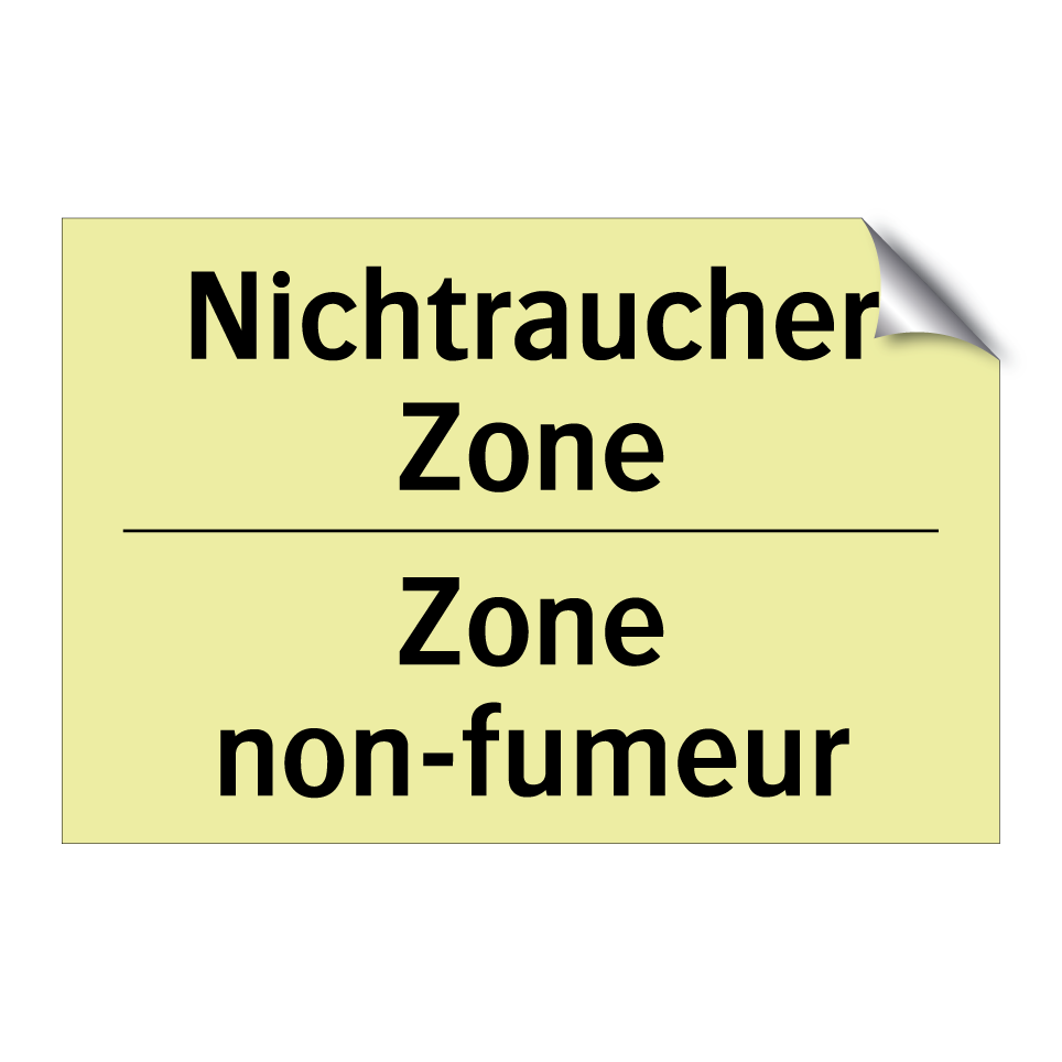 Nichtraucher Zone - Zone non-fumeur