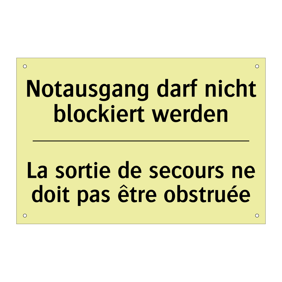 Notausgang darf nicht blockiert /.../ - La sortie de secours ne doit pas /.../