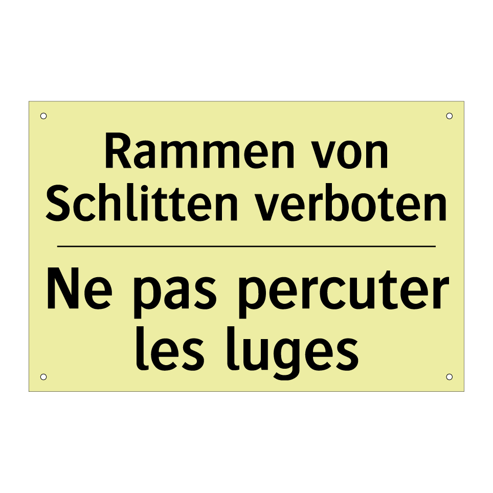 Rammen von Schlitten verboten - Ne pas percuter les luges