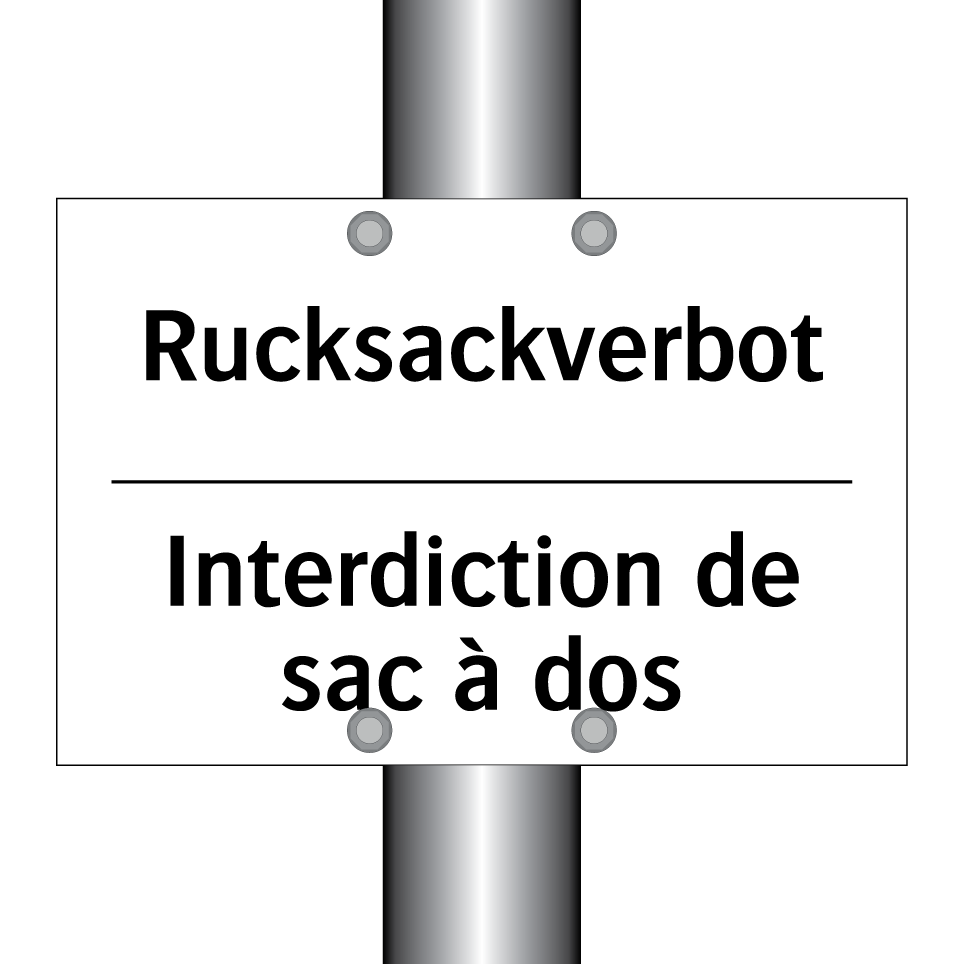Rucksackverbot - Interdiction de sac à dos