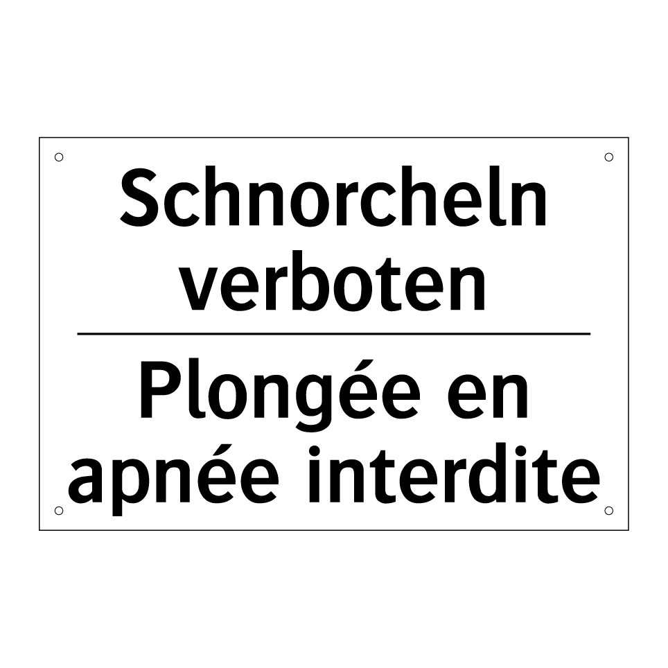 Schnorcheln verboten - Plongée en apnée interdite
