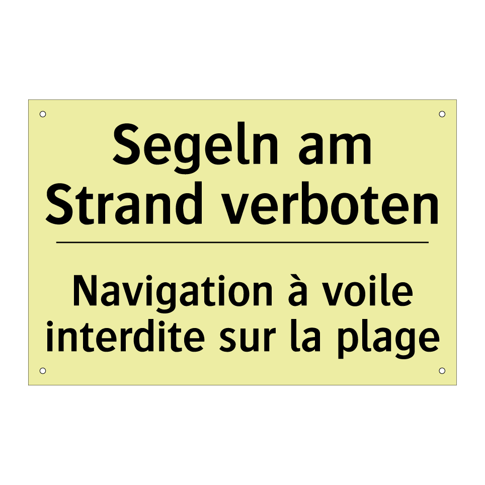 Segeln am Strand verboten - Navigation à voile interdite sur /.../