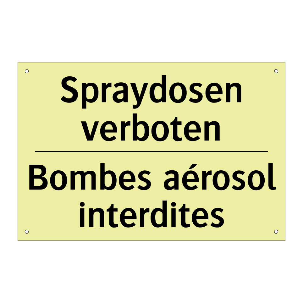 Spraydosen verboten - Bombes aérosol interdites