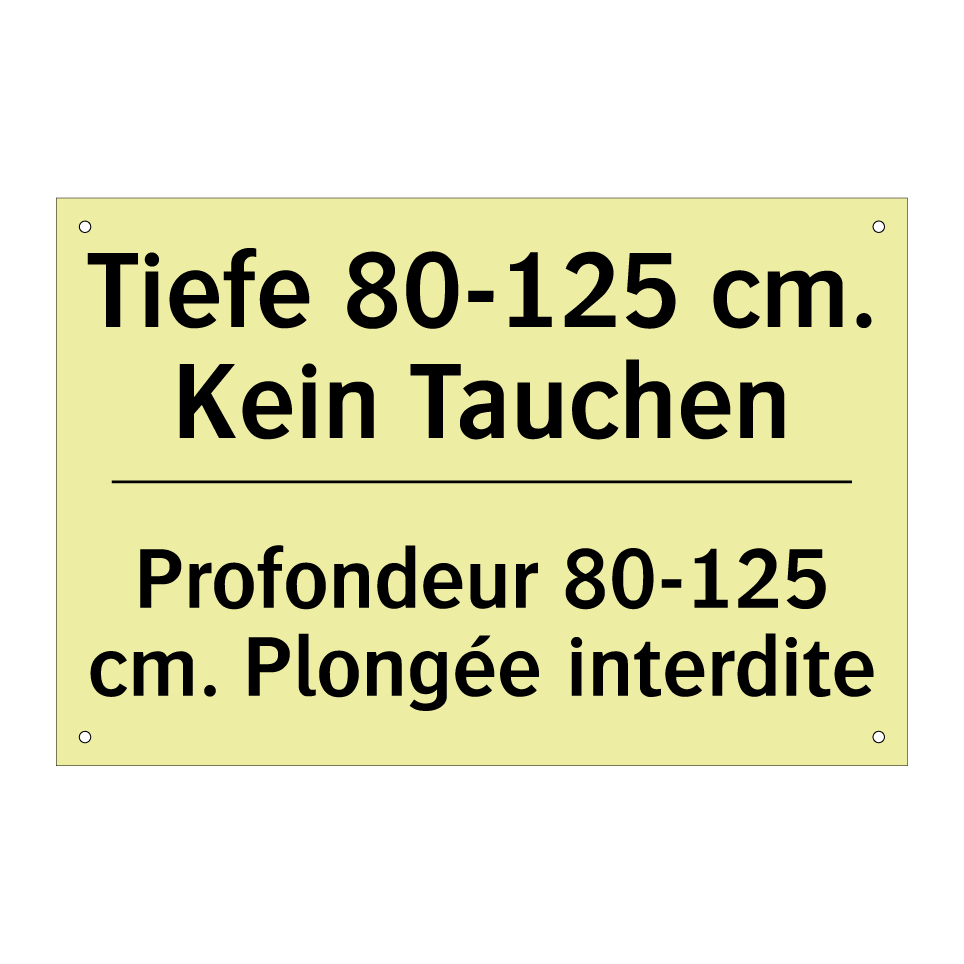 Tiefe 80-125 cm. Kein Tauchen - Profondeur 80-125 cm. Plongée /.../