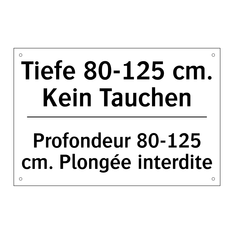 Tiefe 80-125 cm. Kein Tauchen - Profondeur 80-125 cm. Plongée /.../