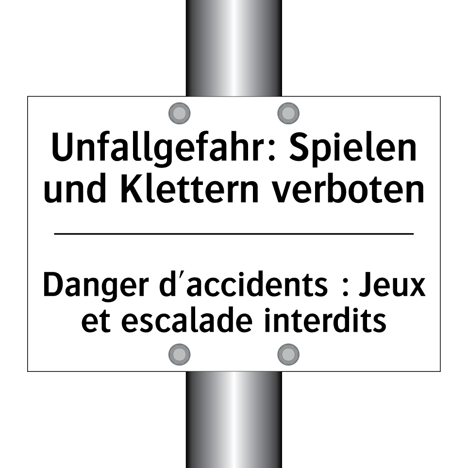 Unfallgefahr: Spielen und Klettern /.../ - Danger d'accidents : Jeux et escalade /.../