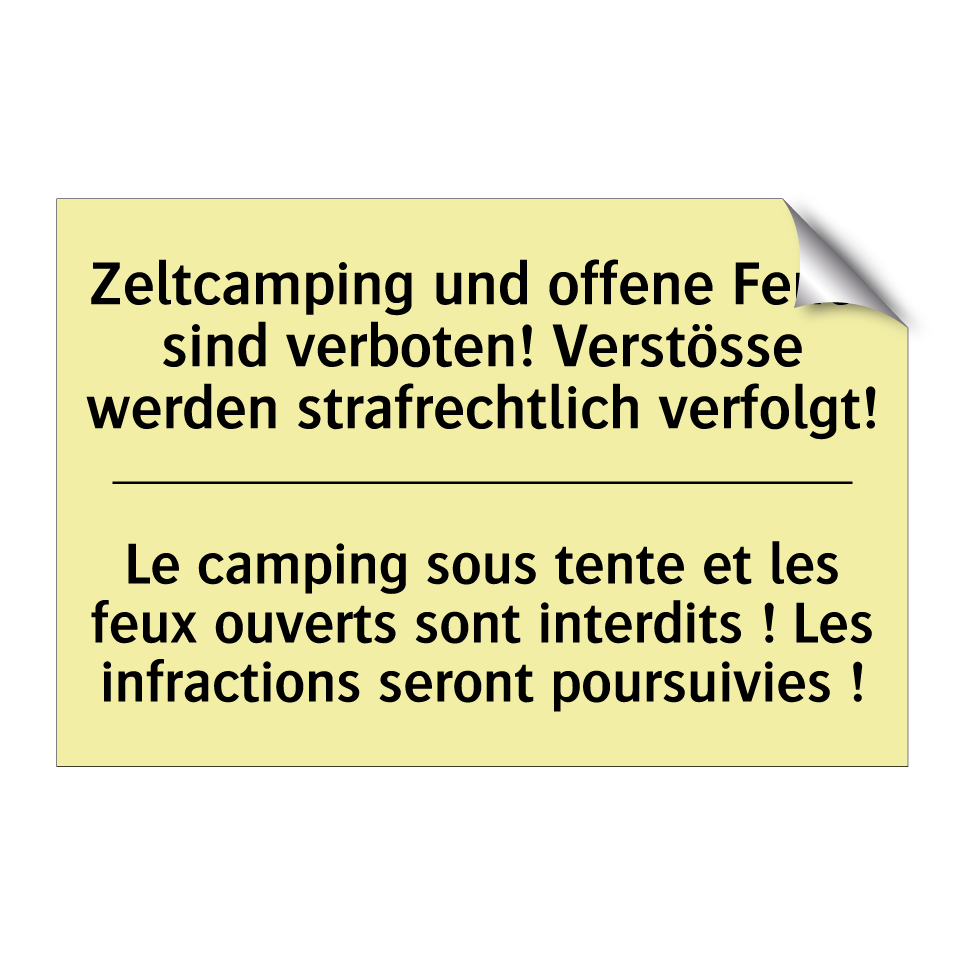 Zeltcamping und offene Feuer sind /.../ - Le camping sous tente et les feux /.../
