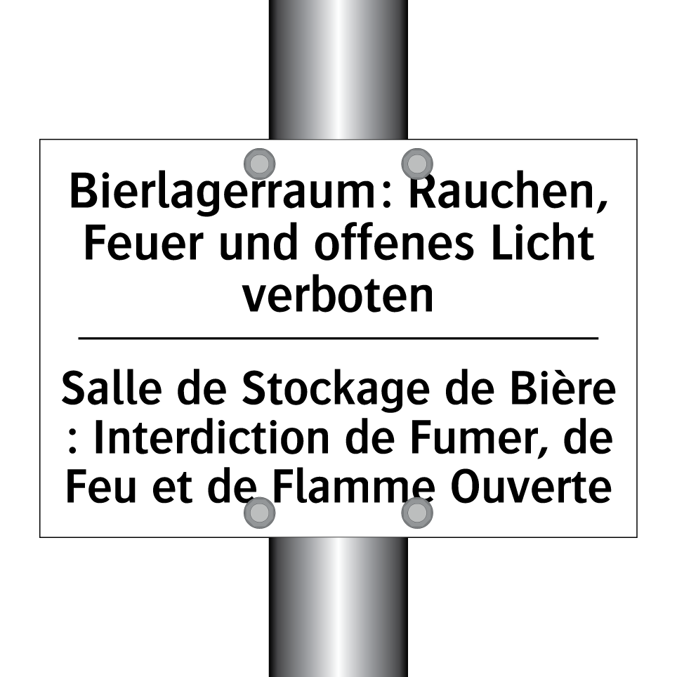 Bierlagerraum: Rauchen, Feuer /.../ - Salle de Stockage de Bière : Interdiction /.../
