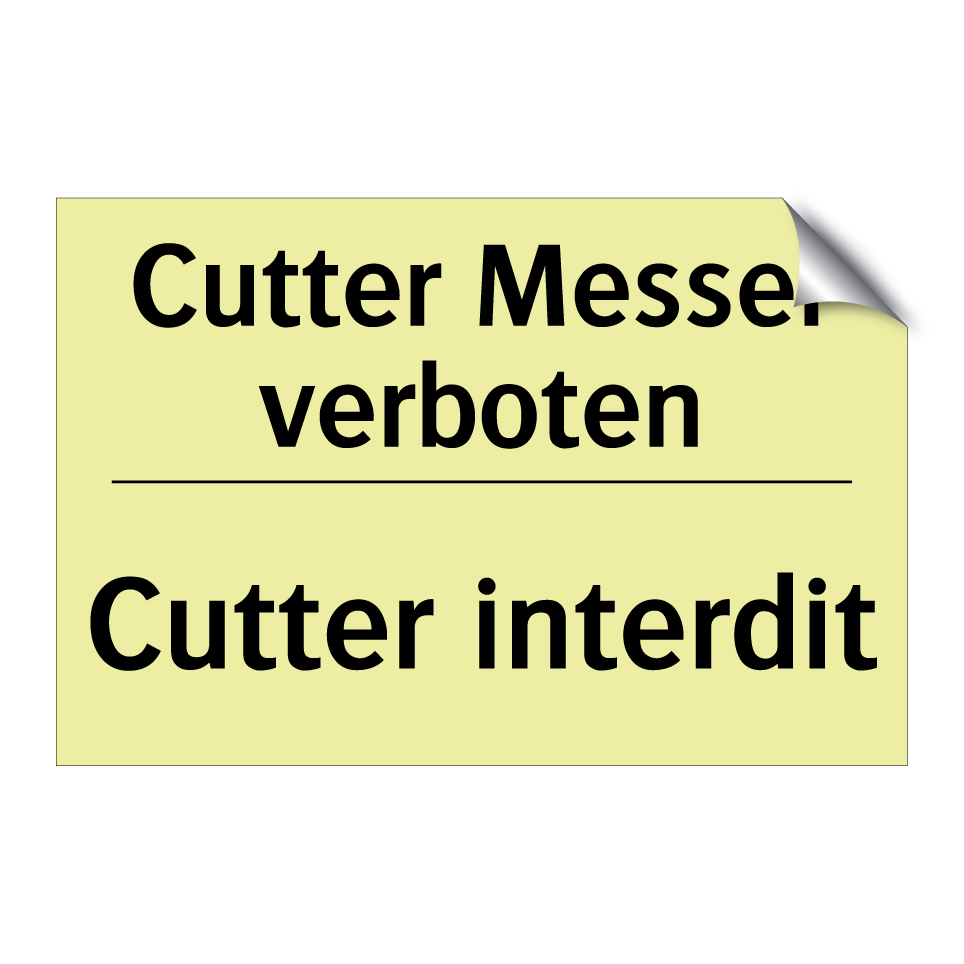 Cutter Messer verboten - Cutter interdit