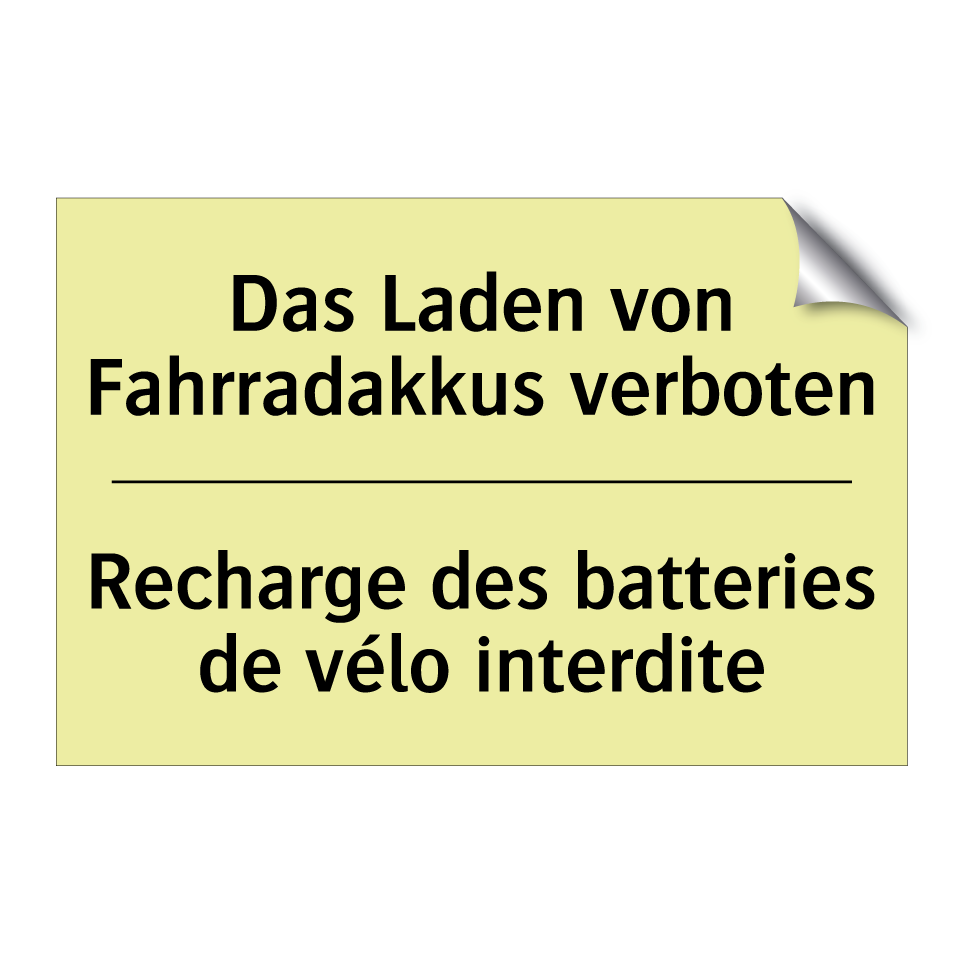 Das Laden von Fahrradakkus verboten /.../ - Recharge des batteries de vélo /.../