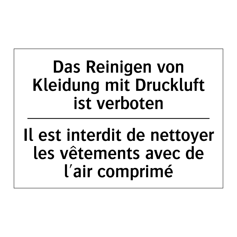Das Reinigen von Kleidung mit /.../ - Il est interdit de nettoyer les /.../