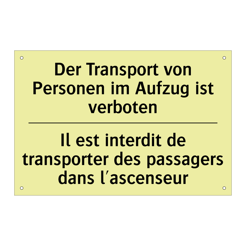 Der Transport von Personen im /.../ - Il est interdit de transporter /.../