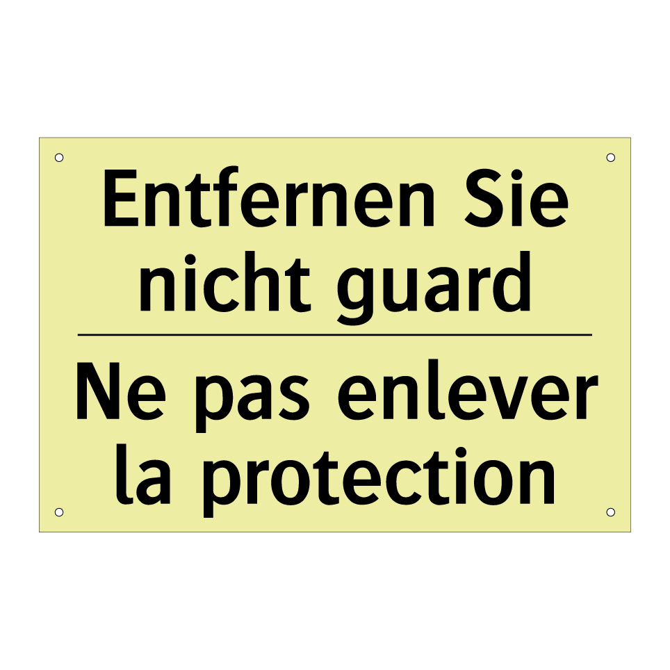 Entfernen Sie nicht guard - Ne pas enlever la protection