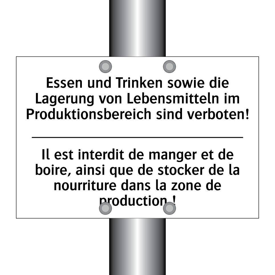 Essen und Trinken sowie die Lagerung /.../ - Il est interdit de manger et de /.../