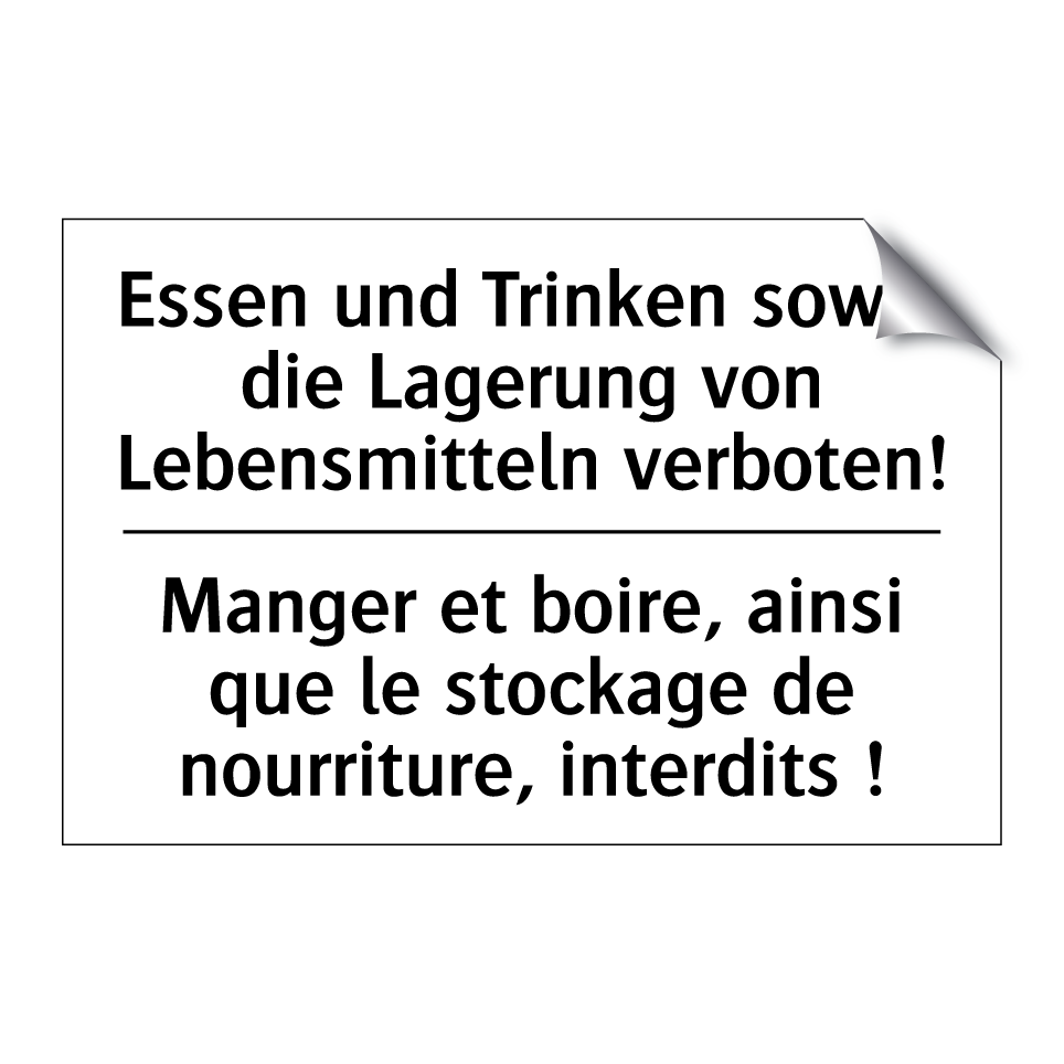 Essen und Trinken sowie die Lagerung /.../ - Manger et boire, ainsi que le /.../