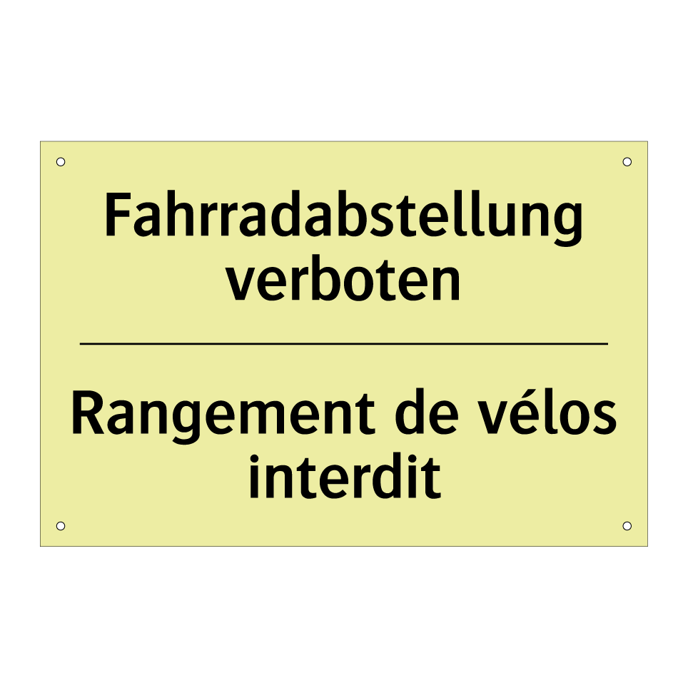 Fahrradabstellung verboten - Rangement de vélos interdit