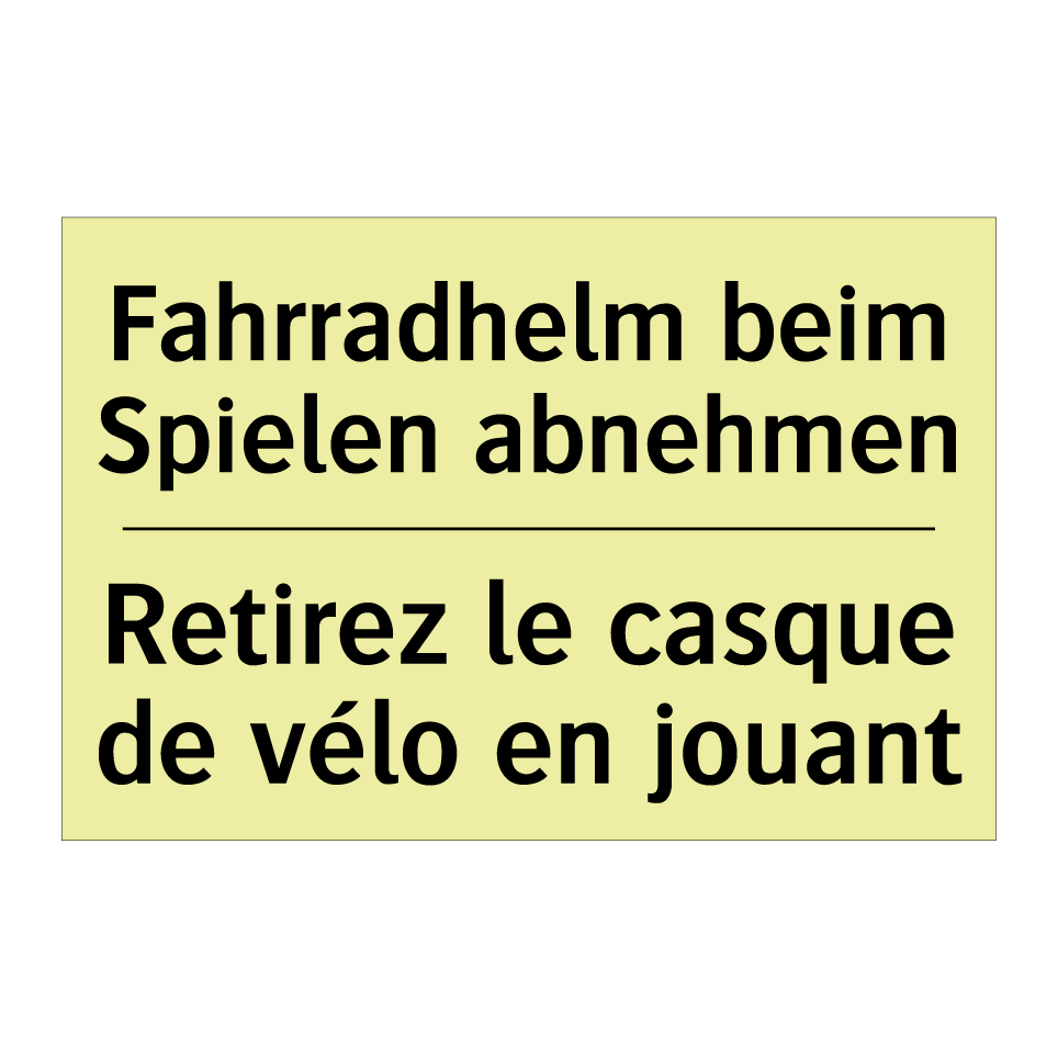 Fahrradhelm beim Spielen abnehmen /.../ - Retirez le casque de vélo en jouant /.../